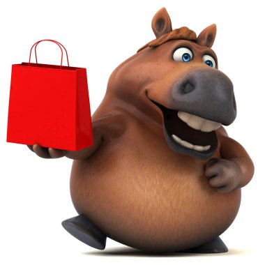 Çantayla eğlenceli at - 3D Görüntü