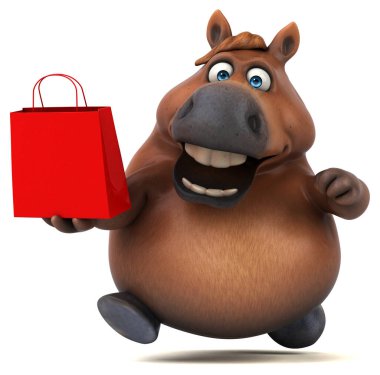 Çantayla eğlenceli at - 3D Görüntü