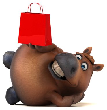 Çantayla eğlenceli at - 3D Görüntü