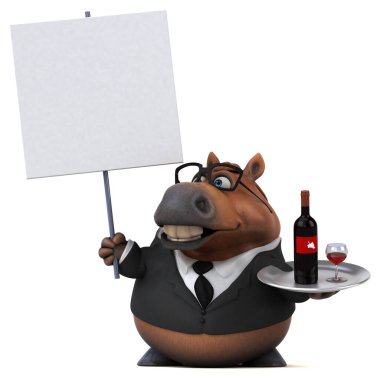 Şaraplı eğlenceli at - 3D Görüntü