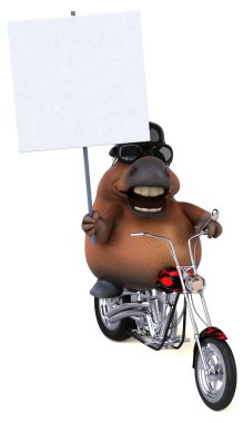 Fun horse with motorcycle  - 3D Illustration