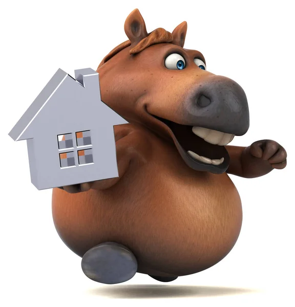Divertimento Cavallo Con Casa Illustrazione — Foto Stock