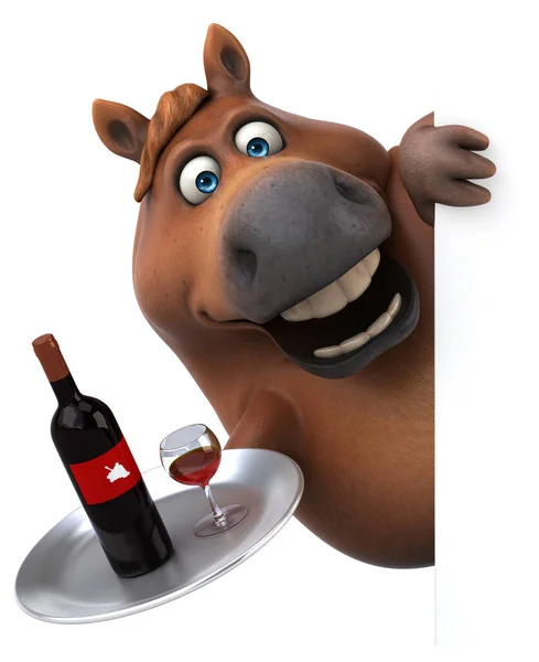 Cavalo Divertido Com Vinho Ilustração — Fotografia de Stock