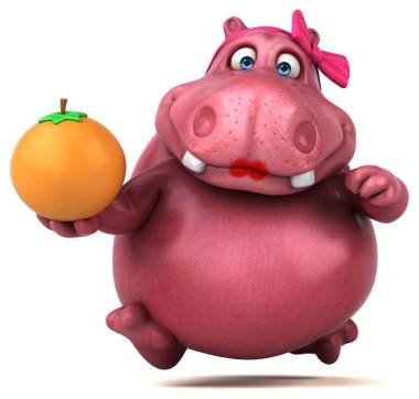Turunculu Pembe Hippo - 3D Görüntü