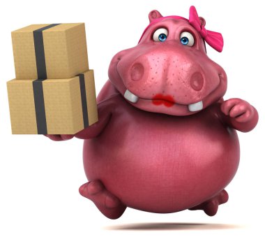 Kutuları - 3d çizim ile pembe su aygırı