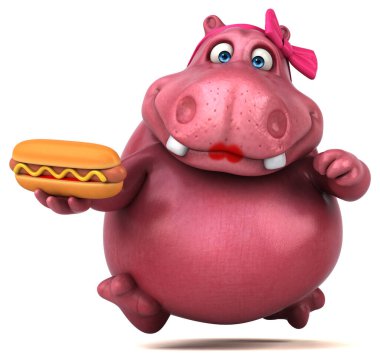 Hotdog - 3d çizim ile pembe su aygırı