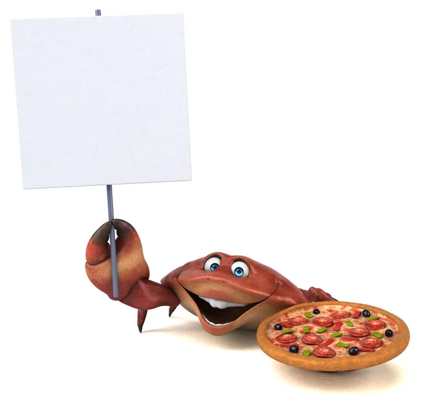 Cangrejo Divertido Con Pizza Ilustración —  Fotos de Stock