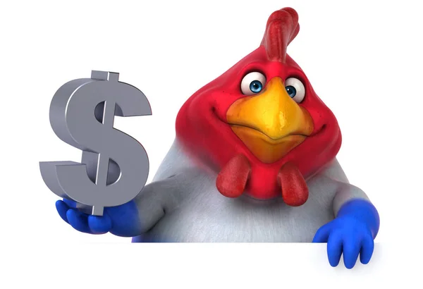 Pollo Divertente Con Dollaro Illustrazione — Foto Stock