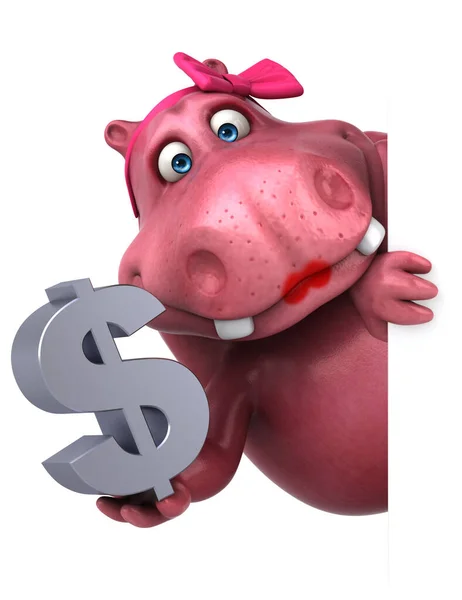 Pink Hippo Com Dólar Ilustração — Fotografia de Stock