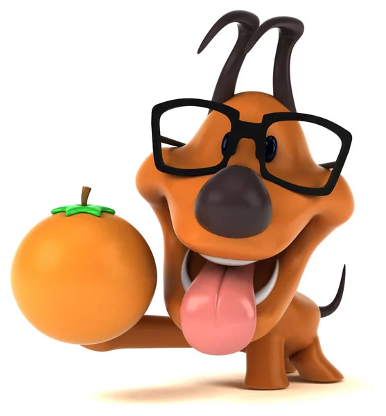 Leuke Hond Met Oranje Illustratie — Stockfoto