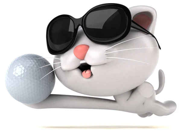 Fun Katze Mit Ball Illustration — Stockfoto