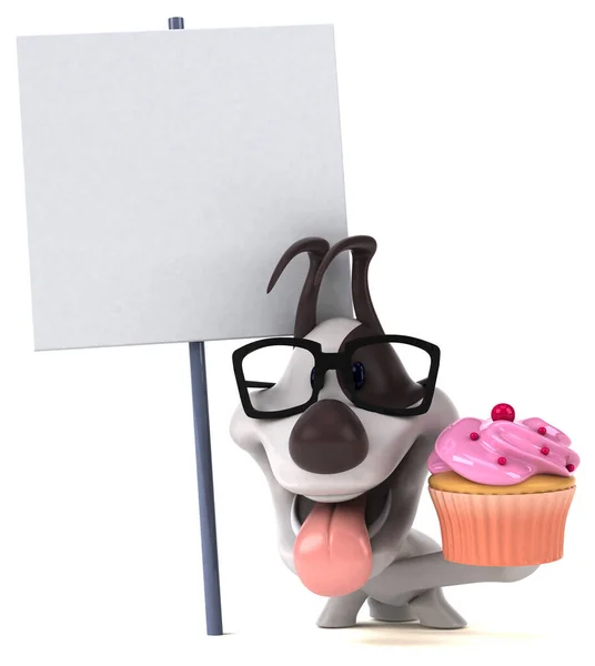 Leuke Hond Met Cupcake Illustratie — Stockfoto