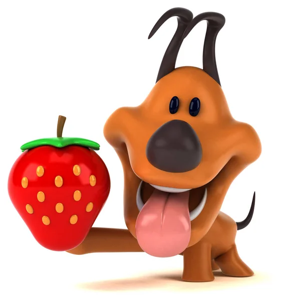 Spaßhund Mit Erdbeere Illustration — Stockfoto