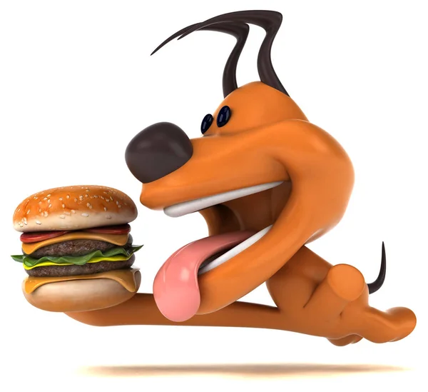 Leuke Hond Met Hamburger Illustratie — Stockfoto