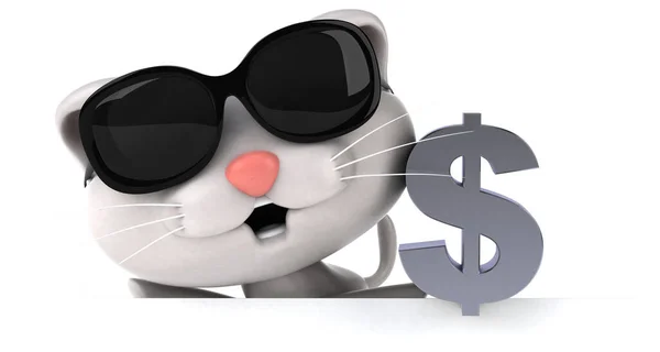 Gato Divertido Con Dólar Ilustración — Foto de Stock