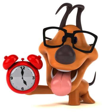 Saati olan eğlenceli bir köpek - 3D Görüntü