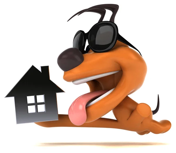 Leuke Hond Met Huis Illustratie — Stockfoto