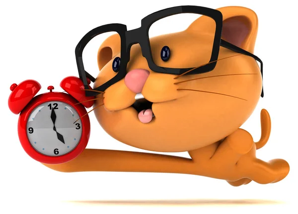 Gato Divertido Con Reloj Ilustración —  Fotos de Stock