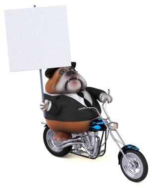 Motosikletli buldog - 3D Görüntü