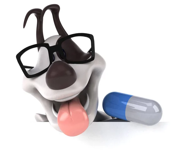Spaßhund Mit Pille Illustration — Stockfoto