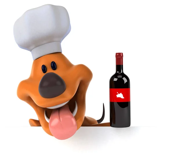 Rolig Hund Med Vin Illustration — Stockfoto