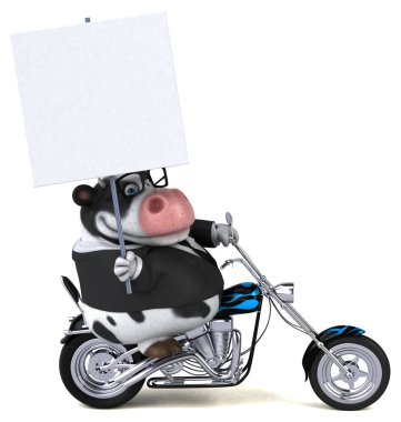 Motosikletli eğlenceli inek - 3D Görüntü