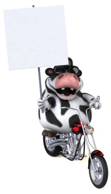 Motosikletli eğlenceli inek - 3D Görüntü