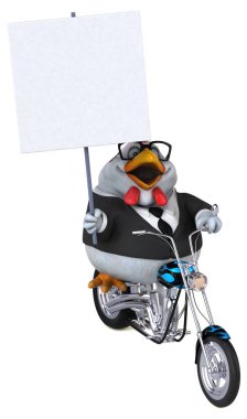 Motosikletli eğlenceli tavuk - 3D Görüntü