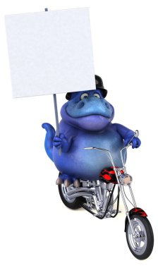 Motosiklette eğlence trex - 3D Illustration