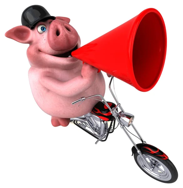 Fun Pig Motorcycle Illustration — Stock Photo, Image