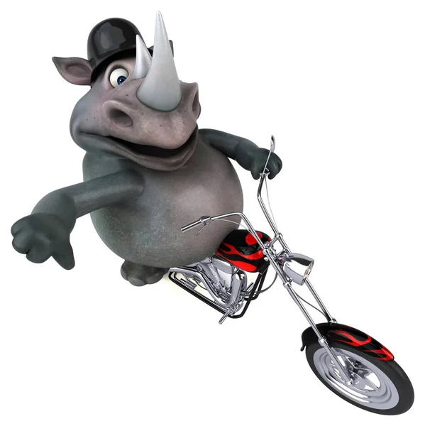Веселый Носорог Мотоцикле Иллюстрация — стоковое фото