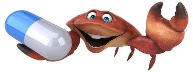 Hap ile Eğlence Yengeci - 3D İllüstrasyon