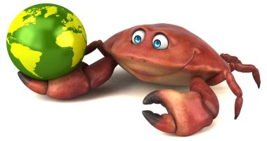 Küresel Eğlenceli Yengeç - 3B İllüstrasyon