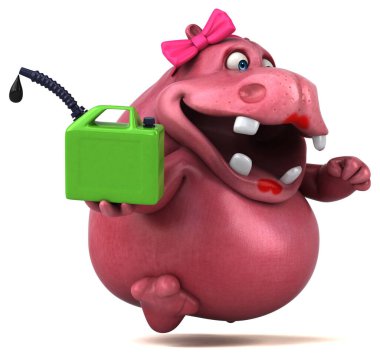 Yağlı Pembe Su Aygırı - 3D Görüntü