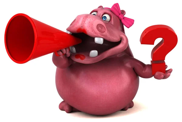 Pink Hippo Met Vraag Illustratie — Stockfoto