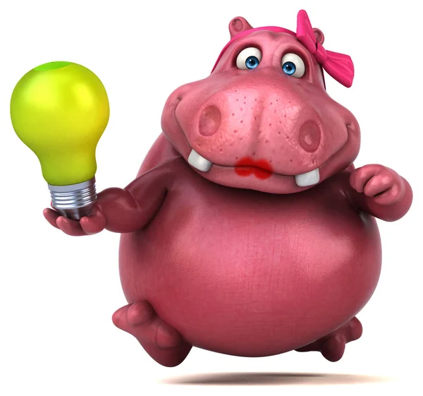 Różowy Hipopotam Lampy Ilustracja — Zdjęcie stockowe