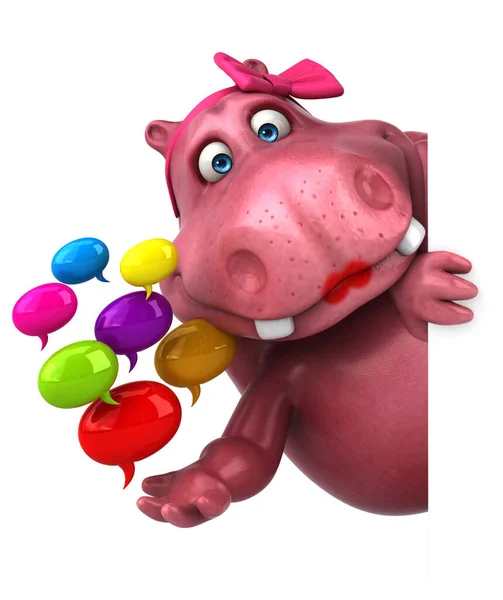 Hippopotame Rose Avec Bulles Illustration — Photo