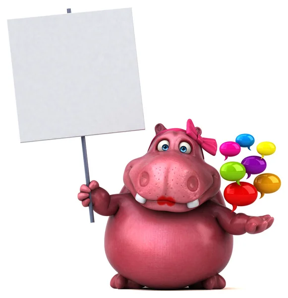 Rosa Flodhäst Med Bubblor Illustration — Stockfoto