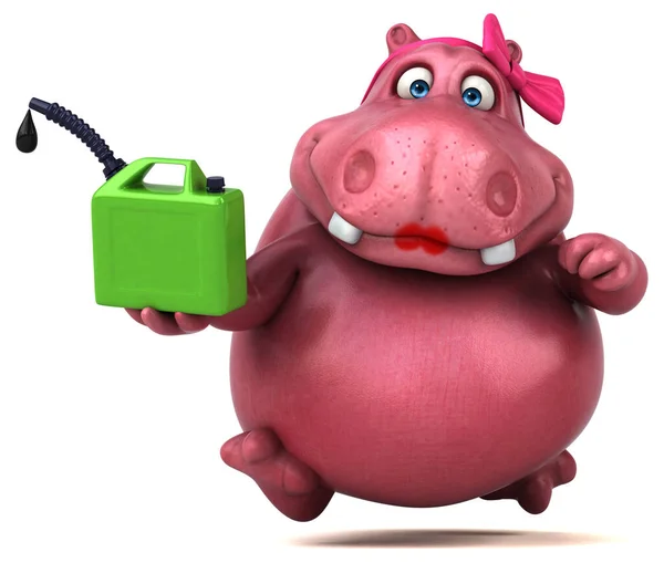 Roze Hippo Met Olie Illustratie — Stockfoto
