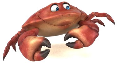 Eğlenceli Yengeç karikatür karakter - 3d çizim