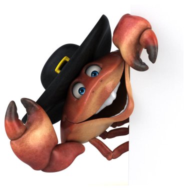 Eğlenceli yengeç karakteri - 3D Görüntü