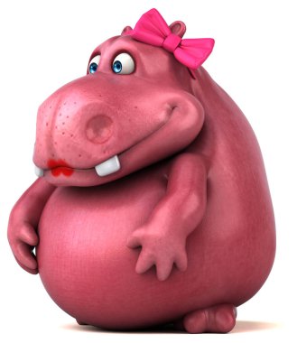 Pembe Hippo karakter - 3d çizim
