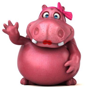 Pembe Hippo karakter - 3d çizim