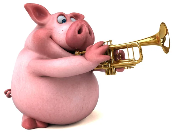 有趣的猪玩 3D插图 — 图库照片
