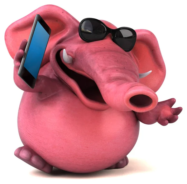 Akıllı telefonlu eğlenceli bir fil - 3D Görüntü