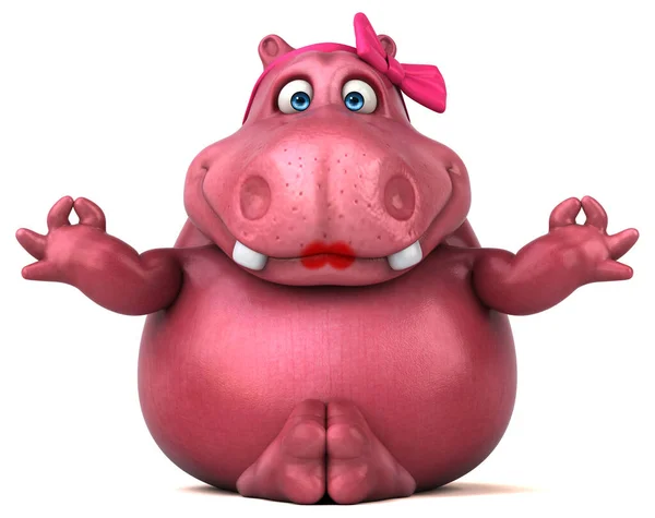 Pink Hippo Personaggio Dei Cartoni Animati Illustrazione — Foto Stock