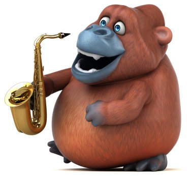 Eğlenceli orangutan oyunu - 3D İllüstrasyon