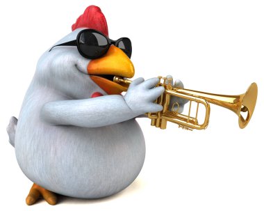 Eğlenceli tavuk oyunu - 3D İllüstrasyon