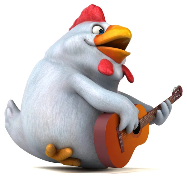 Lustiges Huhn Mit Gitarre Illustration — Stockfoto