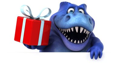 Hediyeli eğlenceli dinozor - 3D İllüstrasyon